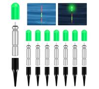 8 pezzi LED pose pesca, pesca notturna, luci a punta, pali da pesca a LED, galleggianti da pesca, caricabatterie da pesca notturna, pozzetti da pesca notturna, pesca notturna, per lago fiume torrente