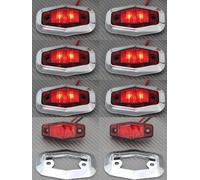 8 Pezzi LED Rosso 12V Posteriore Indicatore Cornice Cromata Posizione Luci Auto