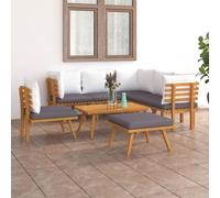 8 pezzi LG. Set salotto da giardino in legno massello di acacacia, cuscino grigio scuro, mobili da patio per terrazza, balcone, veranda