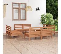 8 pezzi LG. Set salotto da giardino, marrone miele, legno massello di pino, espandibile modulare, per esterni, terrazza, balcone, veranda