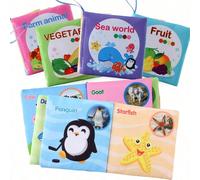 8 pezzi Libri da bagno per bambini 0+ mesi, impermeabili, in morbido tessuto, accessorio essenziale portatile per la mamma per uso interno ed esterno, giocattoli per l'educazione prescolare, libro di 