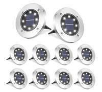8 Pezzi Luci Solari Giardino Esterno 8 LEDs Faretti led Luce Sepolta Bianco