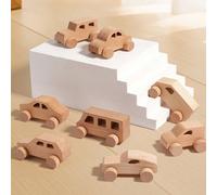 8 pezzi Macchinine in legno per bambini con inerzia, fai-da-te in legno, graffiti, auto piccole, giocattoli di modelli di pittura colorata 3D per bambini, blocchi da costruzione per esercitare la pres