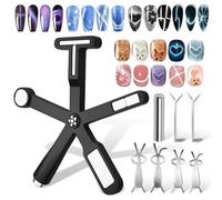 8 Pezzi Magnete per Unghie Set Pentagonale Penna Magnetico Cat Eye 6 in 1 Utilizzare con Cat Eye Gel Polish DIY Nail Art Crea un Effetto 3D Occhio del Gatt con Accessori Unghie Conigli e Forma Cuore