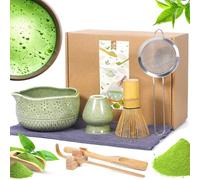 8 Pezzi Matcha Kit, Giapponese Matcha Set, Completo Con Frusta-Matchas in Bambù,Cucchiaio Ciotola E Supporto,Ceramica Macha Tea Kit,Per La Preparazione Del Tè Matchas-Gli Amanti Della Cultura