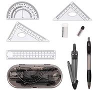8 Pezzi Matematica Geometria Set, Set con Compasso, con Matita, Gomma, Quadrato, Bussola, Nucleo di Piombo, per il Disegno, la Misurazione, il Modello Matematico, lo Strumento di Apprendimento