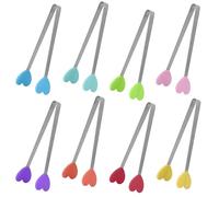 8 Pezzi Mini Pinza Silicone Zucchero, Pinze Zucchero Acciaio Inox, Mini Pinza Ghiaccio, con Punte Silicone, per Contenere Grigliate, Dessert, Insalate, Frutta
