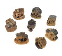 8 pezzi Mini resina casa Tiny House Ornament Tiny Fairy Cottage House Micro