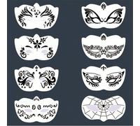 8 pezzi Modelli per pittura di mezzi volti per Ognissanti, riutilizzabili con vari disegni ABS