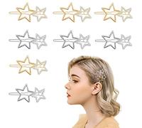 8 Pezzi Mollette Capelli Donna Eleganti, Forcine per Capelli con Stella a Cinque Punte, Accessori Fermagli Antiscivoli con Stella, Clip, Oro e Argento