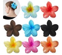 8 Pezzi Mollette Capelli Donna Grande, Ci sono 3 Forcine con Materiali Smerigliati (Nero, Marrone e Azzurro Cielo), Mollette Fiori per Capelli, Antiscivolo Plastica Mollette Capelli per Donne