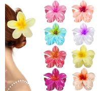 8 Pezzi Mollette Capelli Donna Grande,Fermagli per Capelli a Fiore,Pinze per Capelli Fiori Clip Artiglio,Antiscivolo Plastica Mollette Capelli per Donne e Ragazze Capelli Spessi (A)