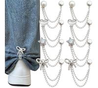 8 pezzi multifunzione Clothing Clips for Hemming Metallo Stella Perle Cuore Fiocco Camicie Pantaloni Hem Clip Pin Cute Decorativo Lunghi Jeans Gamba Pantaloni Maniche Bottoni Catena Clip Per Accessori