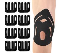 8 Pezzi Nastro Kinesiologico Ginocchio Pretagliato, Kinesio Taping Ginocchio, Impermeabile Tape Kinesiologico, Ultraelastico Kinesio Tape Sportivo per Dolore Ginocchio Protezione (Nero)