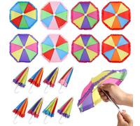 8 Pezzi Ombrelli in Miniatura, Mini Pizzo Regolabile da 30 cm Decorazioni Colorati per Ragazze Ragazzi Decorazioni per Bambole e Accessori per la Casa e Giochi Forniture (Colori Dell'Arcobaleno)