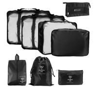 8 Pezzi Organizer Valigia, Packing Cubes, Set Cubi da Viaggio Impermeabili per Vestiti, Scarpe e Intimo, Accessori da Bagaglio per Vacanze, Weekend e Trasferte