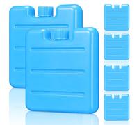 8 Pezzi Pacco Ghiaccio per Refrigeratore Riutilizzabile 100ml in Resina | Confezione, Profilo Piatto Rettangolare, Blu, per Borsa Frigo e Bottiglie