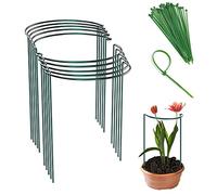 8 pezzi Pali di Supporto per Piante, Anello di Supporto per Piante da Giardino Bordo per Pomodoro, Peonie, Vite, Piante Rampicanti Fiore(40cm X 25cm)