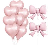 8 Pezzi Palloncini a Cuore Rosa,2 Pezzi Fiocco Foil Palloncini con Nastro | Set Compleanno Rosa,Set Decorazione per Feste a Tema Principessa e San Valentino, Ideale Baby Shower e Festa a Sorpresa
