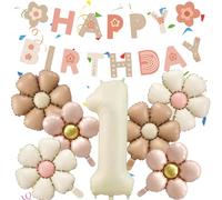 8 Pezzi Palloncini Compleanno 1 Anno Bimba, Palloncino Foil Margherita, Palloncini a Forma di Fiore, Decorazioni Compleanno 1 Anno, per Tema Feste CompLeanno Decorazioni