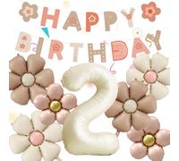 8 Pezzi Palloncini Compleanno 2 Anno Bimba, Palloncino Foil Margherita, Palloncini a Forma di Fiore, Decorazioni Compleanno 2 Anno, per Tema Feste compleanno Decorazioni