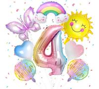 8 Pezzi Palloncini Farfalla Compleanno 4 Anni Decorazioni Compleanno Bambina 4 Anni Palloncini Foil Farfalla con Sole Palloncini Compleanno Tema Farfalle