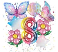 8 Pezzi Palloncini Farfalla Compleanno 8 Anni Decorazioni Compleanno Bambina 8 Anni Palloncini Foil Farfalla Palloncini Compleanno Tema Farfalle