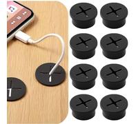 8 Pezzi Passacavo In Silicone Flessibile, 25mm Passacavi da Scrivania Tappo Passacavi Rotonda, Gomma Passacavo Copriforo Organizer per Ufficio Casa Scuola Scrivanie Computer Ripiani e Mobili (Nero)