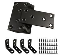 8 Pezzi Piastre Metalliche Per Collegamento Travi, 4Pezzi Squadrette Piane Angolari, Connettori Piatti In Acciaio Inox con 60 Viti, Piastre Forate Per Giunzioni In Legno In Acciaio Inox per Mobili DIY