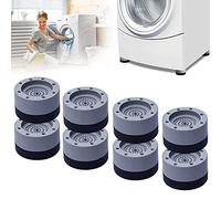 8 Pezzi piedini per lavatrice antivibrazione universali, cuscinetti per lavatrice antiscivolo e antirumore tappetino di gomma antivibrazione per Lavatrice/Asciugatrice/Frigorifero/Tavolo (A)