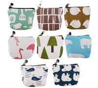 8 Pezzi Pochette Piccola,10 x 9,8cm Mini Pochette,Modelli Diversi Portamonete,Portatile Portamonete Donna Piccolo,Tela e Poliestere Bustina Portatutto Donna per Monete,Carte,Chiavi,Rossetti e Specchi