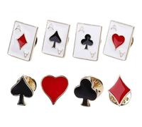 8 Pezzi Poker Spille, Spilla per Camicia da Donna, Spille per Colletto di Carte da Gioco, Spilla a Forma di Picche con Cuori, per Uomo, Donna, Scialli, Bavero