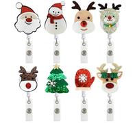 8 Pezzi Portabadge Retrattile Natalizio Clip, ABS e Feltro | Design a Tema Natale, Uso per Personale ed Educatori, Accessorio Clip, per Ospedale e Lavoro Stile Casuale