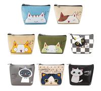 8 Pezzi Portafoglio Stampato Con Gatto, Mini Mini Per Bambini, Borsa Di Stoccaggio Creativo Multifunzione, Portafoglio Cartone Animato Carino, Comodo Borsa Per Monete.