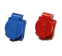 8 pezzi/presa Schuko da incasso 16 A con IP54 / + guarnizione a flangia (4 x blu/4 x rosso)