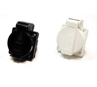 8 pezzi/presa Schuko da incasso 16 A con IP54 / + guarnizione a flangia (nero/bianco)