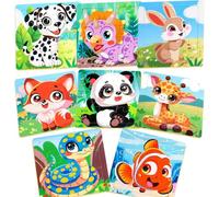 8 Pezzi Puzzle in Legno per Bambini, Giocattolo Montessori Animal Puzzle Giochi Logici Prima Infanzia Idea Regalo per Ragazze e Ragazzi 2-6 Anni