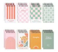 8 pezzi Quaderni a spirale minimalisti, quaderni a cartone animato con motivi a righe colorate e a griglia, per uso quotidiano e feste di primavera, matrimoni, baby shower, compleanni, blocchi note ri