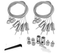 8 Pezzi Regolabile Inossidabile cavo di Sospensione Set, 1.5 M X 1.5 MM, Cavetto Acciaio con Occhielli Apparecchi di Illuminazione, Fune Acciaio in PVC Rivestito per Plafoniera a Pannello LED
