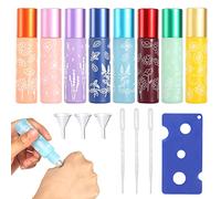 8 Pezzi Roll On Vuoto per Oli Essenziali, 10ml Roll On Vuoto in Vetro con Sfera in Acciaio Inossidabile, Ricaricabile Oli Essenziali Bottiglia per Profumi Aromaterapia Massaggio