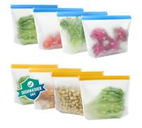 8 Pezzi Sacchetti Freezer Riutilizzabili e in piedi,3.2L sacchetti in silicone senza BPA,PEVA sacchetti in silicone riutilizzabili,Tenuta sacchetti silicone alimenti riutilizzabili per Frutta, Verdura