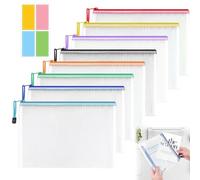 8 Pezzi Sacchetto di Zip A4, Sacchetti portadocumenti con chiusura lampo A4, Borse di File Impermeabile, Custodia impermeabile Document Case, Mesh Sacchetto del Documento, Buste Portadocumenti