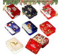 8 Pezzi Scatola in Latta per Biscotti Natalizi Scatole Rettangolari Vuote in Metallo Scatola Latta Caramelle Rettangolare 12x9x4cm Lattine Metallo Scatola Latta per Caramelle Tè Caffè Biscotti Regali