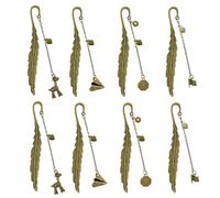 8 Pezzi Segnalibri in Metallo Piuma con Ciondolo di Foglia di Luna, Segnalibro Piuma,Vintage Elegante e Sottile, Adatto Ad Amici, Famiglia, Genitori, Amanti Della Lettura