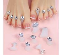 8 pezzi Separatore per dita in silicone con decorazione di strass, forniture per unghie, strumenti per unghie, accessori per arte di unghie, per il ritorno a scuola, unghie, strumenti per unghie finte