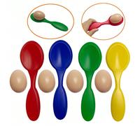 8 pezzi Set da gioco di corsa con cucchiaio e uovo di Pasqua, gioco da carnevale di corsa con uovo e cucchiaio, adatto per attività familiari, caccia alle uova di Pasqua all'aperto per vacanze, giochi