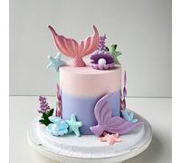 8 pezzi set decorativo per torte a tema sirena viola, comprendente conchiglie, code di sirena, decorazioni a forma di stelle marine, per portare gioia senza pari e i momenti più belli alla tua famigli