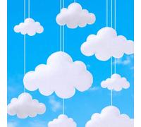 8 pezzi/Set, Decorazione appesa a nuvola in feltro morbido 3D, Adatta per la decorazione del soffitto o della parete della cameretta del bambino; Ghirlanda di nuvole in feltro stile neutro, Adatta per