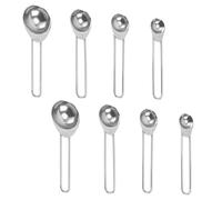 8 Pezzi Set di Cucchiai Dosatori in Acciaio Inossidabile, Pezzi | Scala Incisa, Anello di Raccolta e Foro Sospeso, per Latte e Zucchero, Uso in Miscelazione