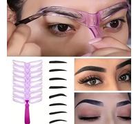 8 pezzi Set di maschere riutilizzabili per sopracciglia, 8 forme di modelli per definire le sopracciglia con manici, set per la cura delle sopracciglia facile da usare - Schede in PVC per la definizio